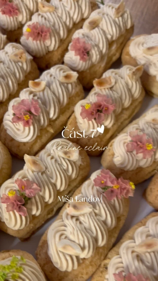 PRALINE ECLAIR 🌰 aneb sladký bar část 7.

Křupavý eclair z odpalovaného těsta plněný žloutkovým krémem a lískooříškovým praline, šlehaná ganache, zdobeno kvítky statice a 🌰

* Zdobící špička BF313 od @lkstorecz 
* Praline od @dianacompanycz 
* Lokální květy od @vsudekvet 

Recept na odpalované těsto, žloutkový krém i šlehanou ganache najdete na mém blogu #vikendovepeceni i v kuchařkách. Praline jsem použila hotové, ale recept na to domácí najdete i na blogu. 

#blogvikendovepeceni #receptnablogu #tipynapeceni #svatebnibar #svatebnipeceni #sweetbar #eclair #praline